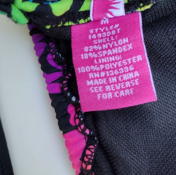 Deb Y2K Leopard Sequin Neon Multicolor Bikini Swim Top Medium - Picture 12 of 12